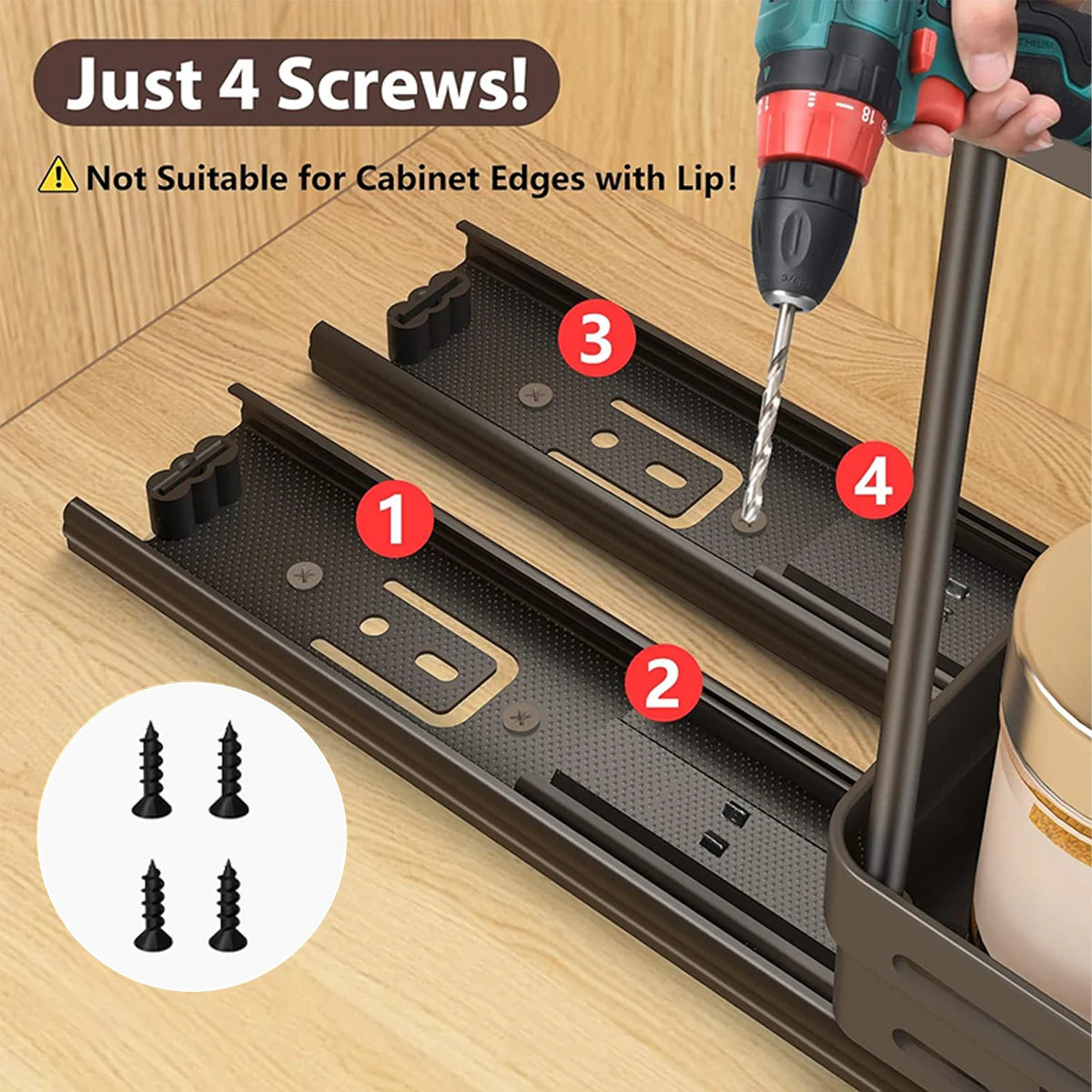 Pull-Out 2-Layer Spice & Seasoning Rack — Large Capacity, Cabinet Shelf