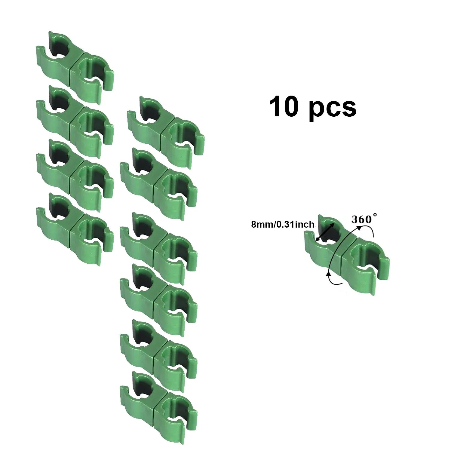 Plant Support A/B-Type Fixed Clip Connector – PP Plastic Stake Connector for Climbing Vines & Greenhouse Frames (10 pcs)