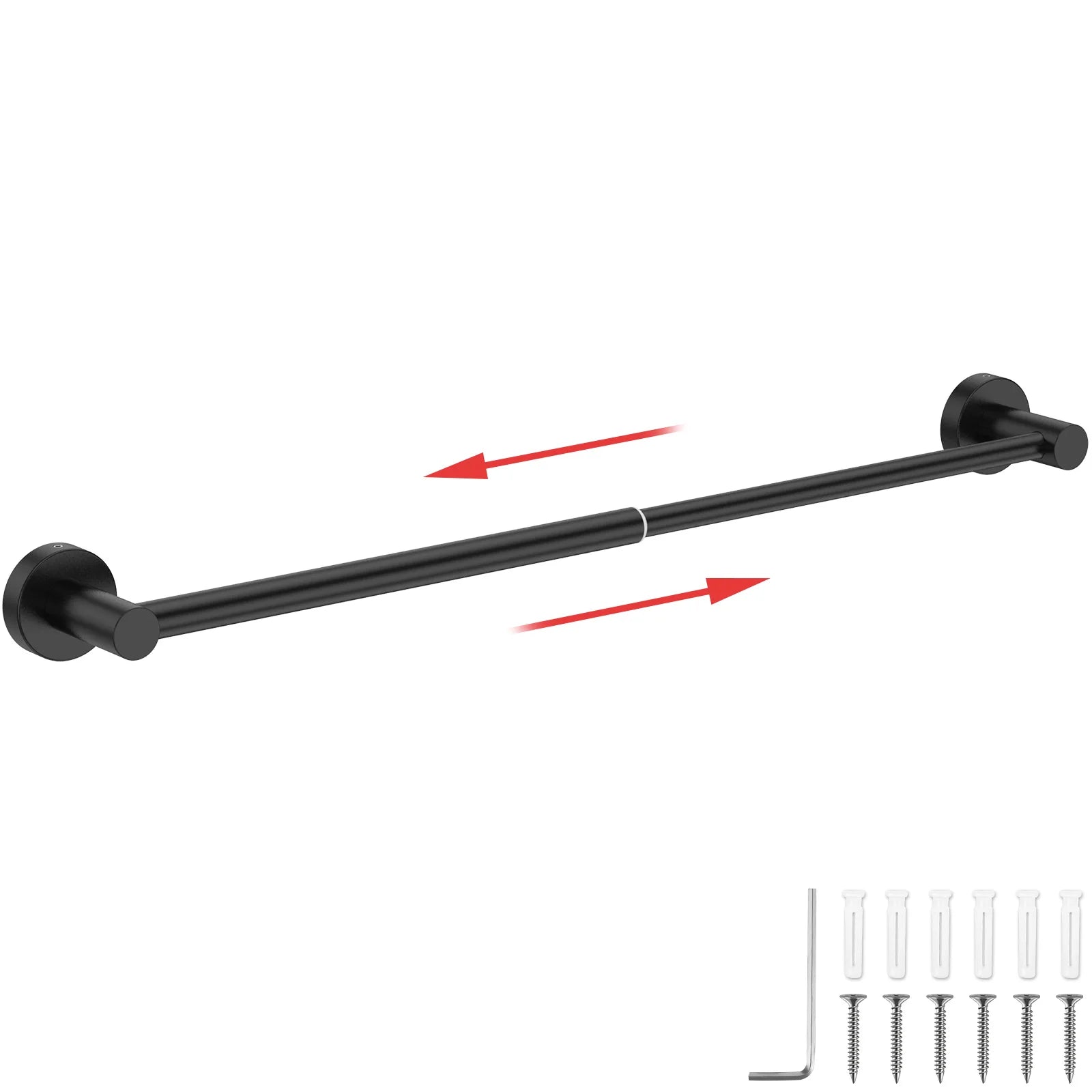 Retractable Stainless Steel Towel Bar — Adjustable 35–63cm, Black or Silver