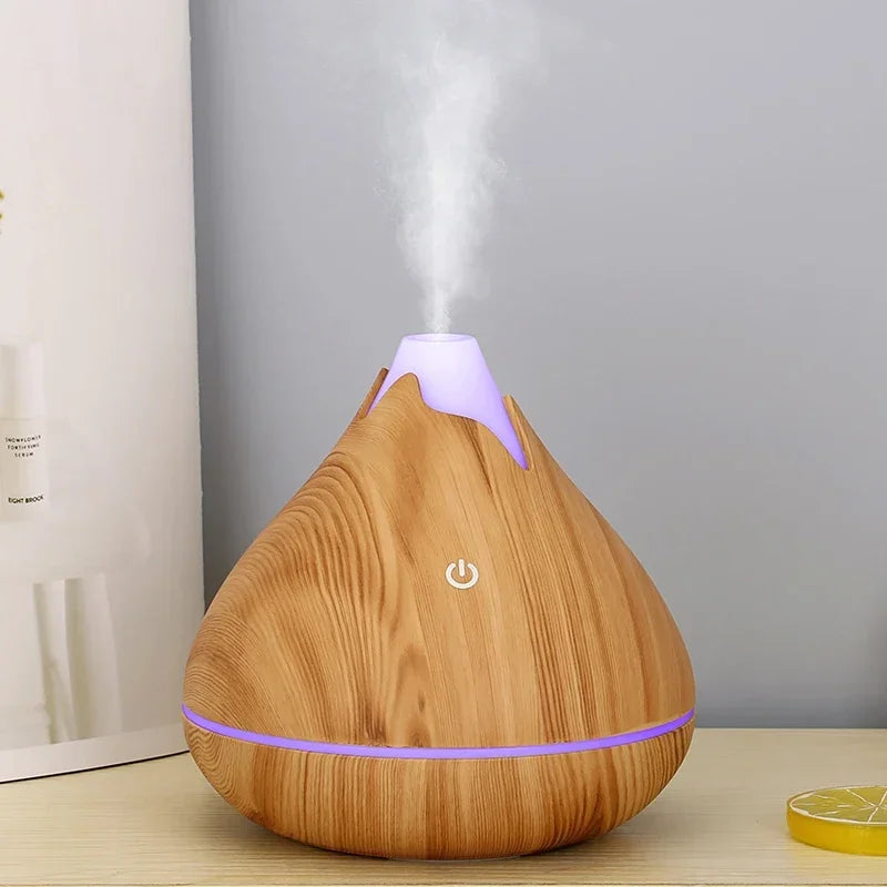 Wood Grain Ultrasonic Aroma Diffuser & Humidifier — 7 Colour LED, Remote Control