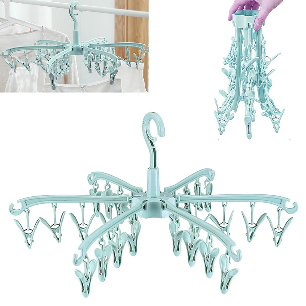 24-Clip Folding Rotatable Sock Hanger