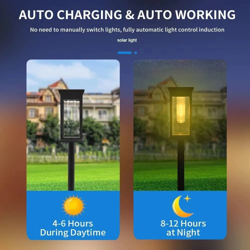 IP65 Waterproof Solar Garden Lights White Warm Light Outdoor Landscape Walkway Lighting Lawn Porch Patio Ambiance Lights