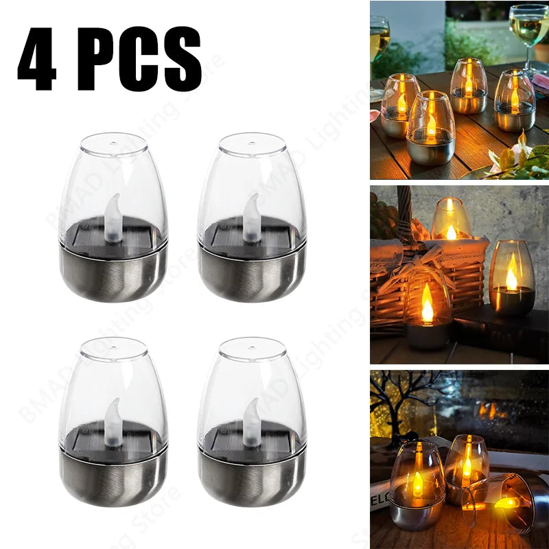 Solar Powered Flameless LED Candle Lamp — Outdoor Waterproof Night Light