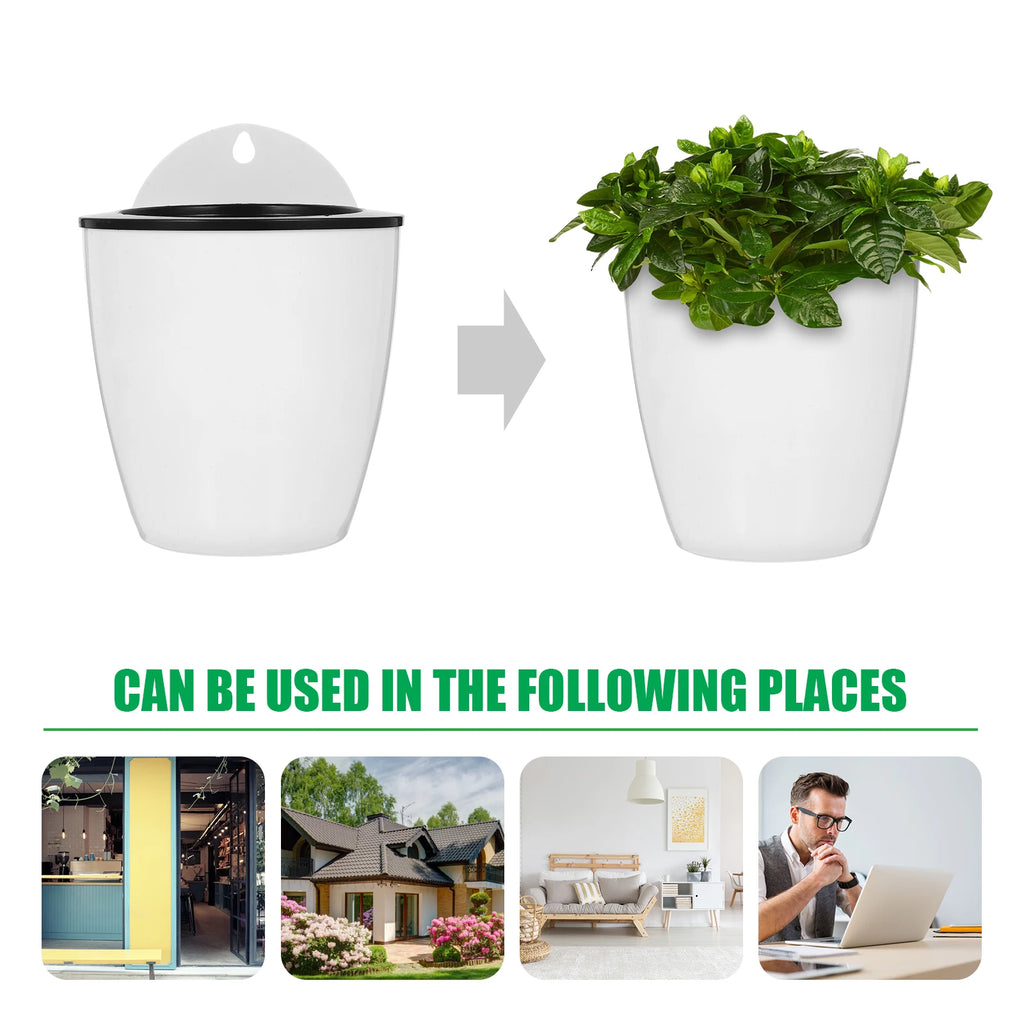 7Pcs Wall Hanging Flower Pot Self Watering Planters Round Plant Container For Garden Plants Succulents Vegetables Indoor Herbs