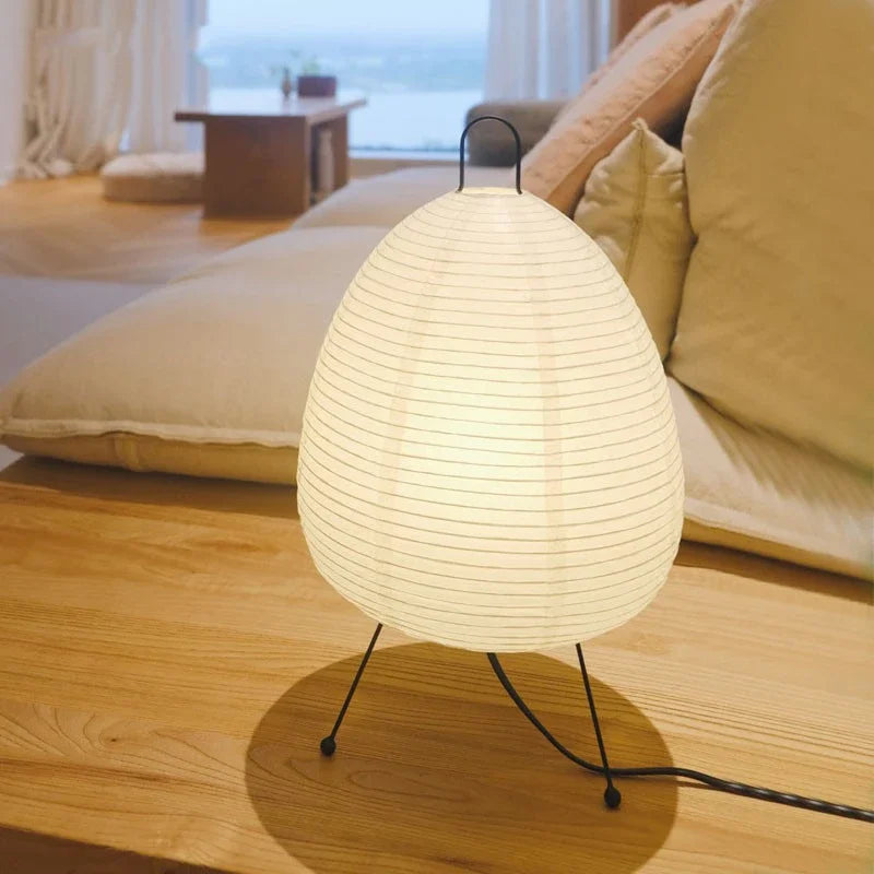 Handmade Rice Paper LED Table Lamp — Minimalist, Warm Glow