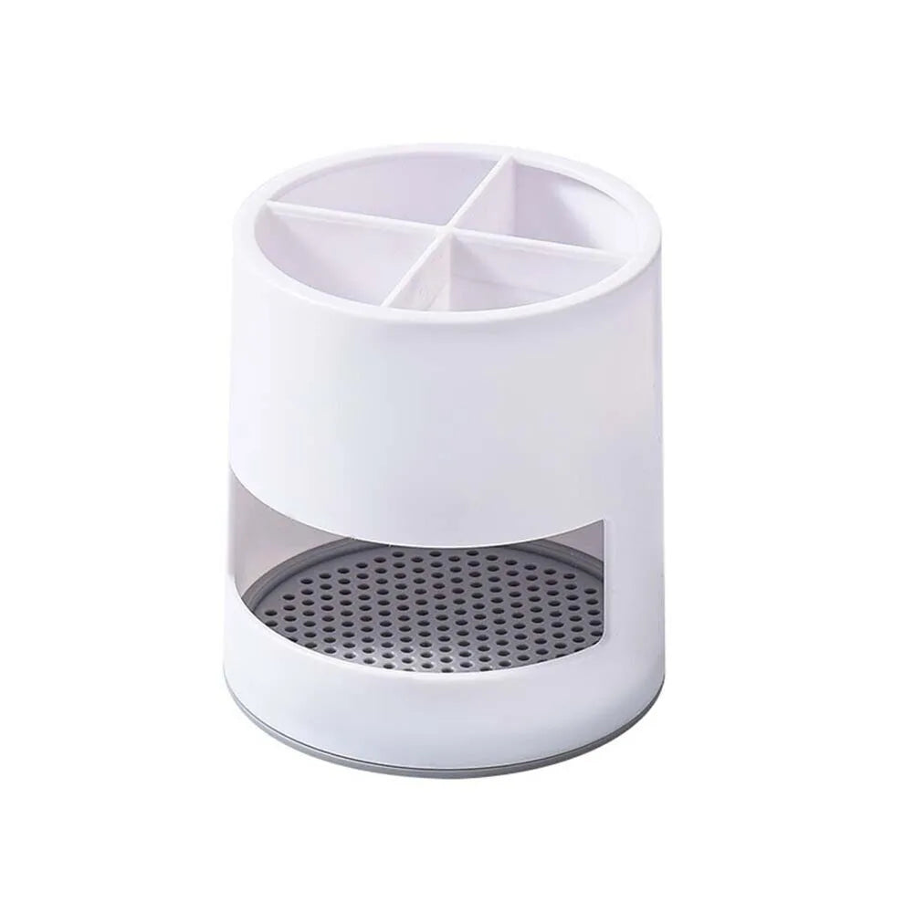 4-Compartment Toothbrush Holder with Drain Tray — ABS Bathroom Organizer