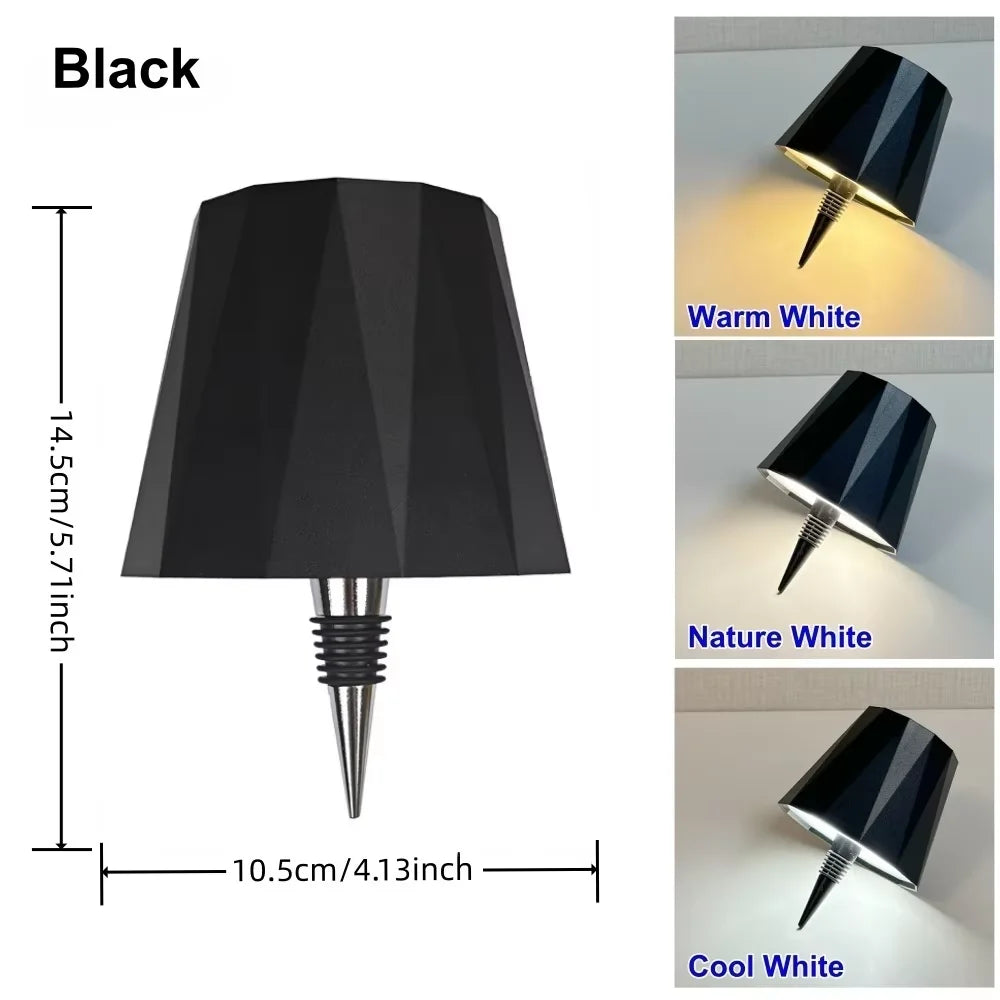 Wireless LED Wine Bottle Table Lamp — Touch Dimming, 3 Colour Temperatures