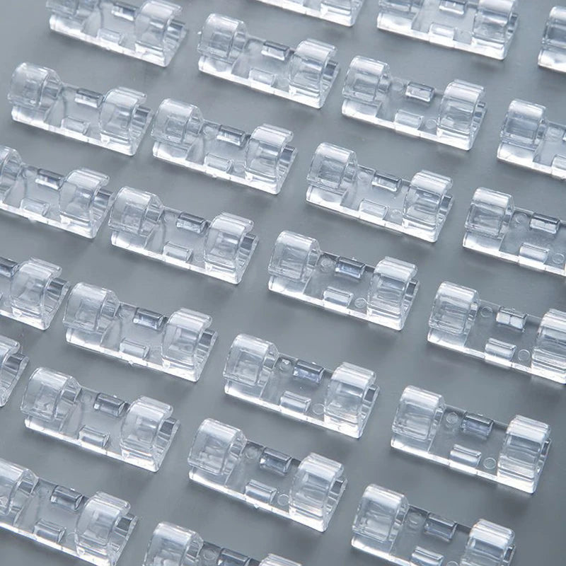 Transparent Plastic Cable Clips — Cord Holder for Home & Office