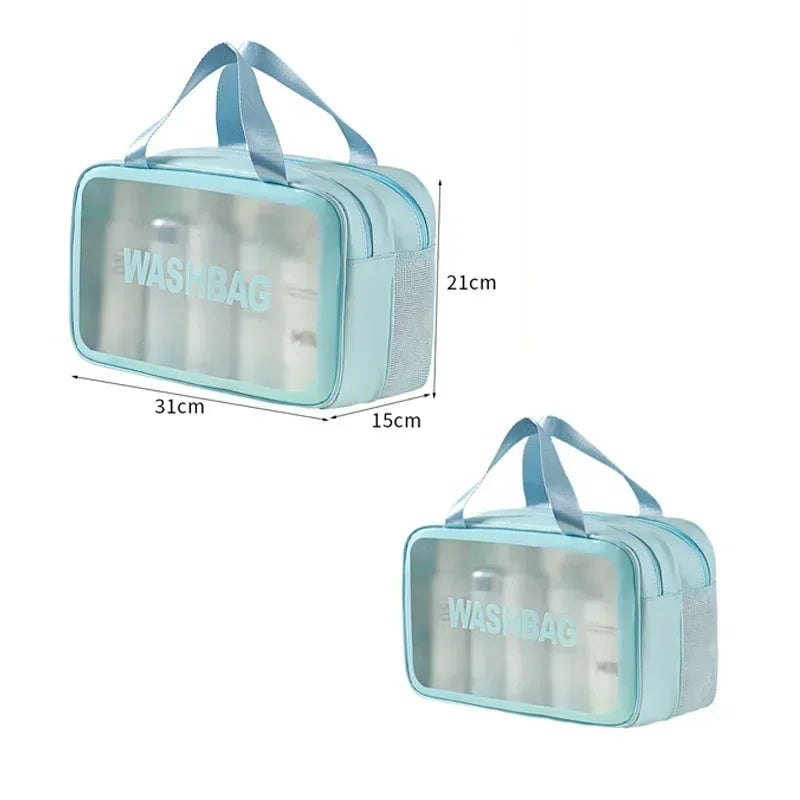 Dry-Wet Separation Toiletry Bag — Double-Layer PU Travel Cosmetic Pouch