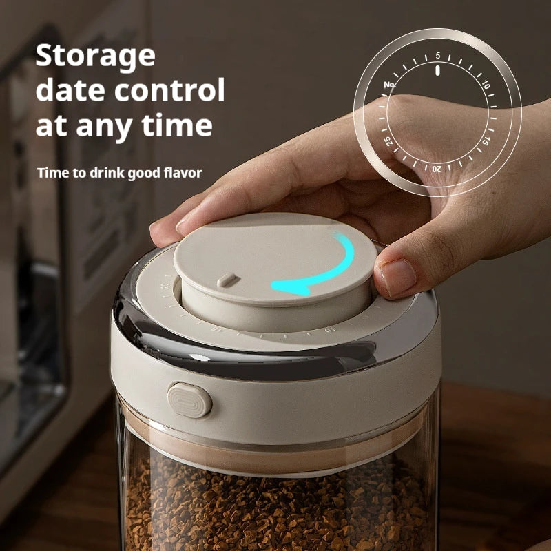 Vacuum-Sealed Coffee Bean Jar with Date Tracker & CO₂ Valve