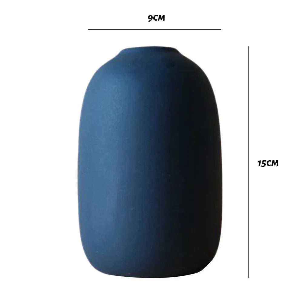 Nordic Solid Colour Ceramic Vase — Narrow Neck for Dried & Fresh Flowers