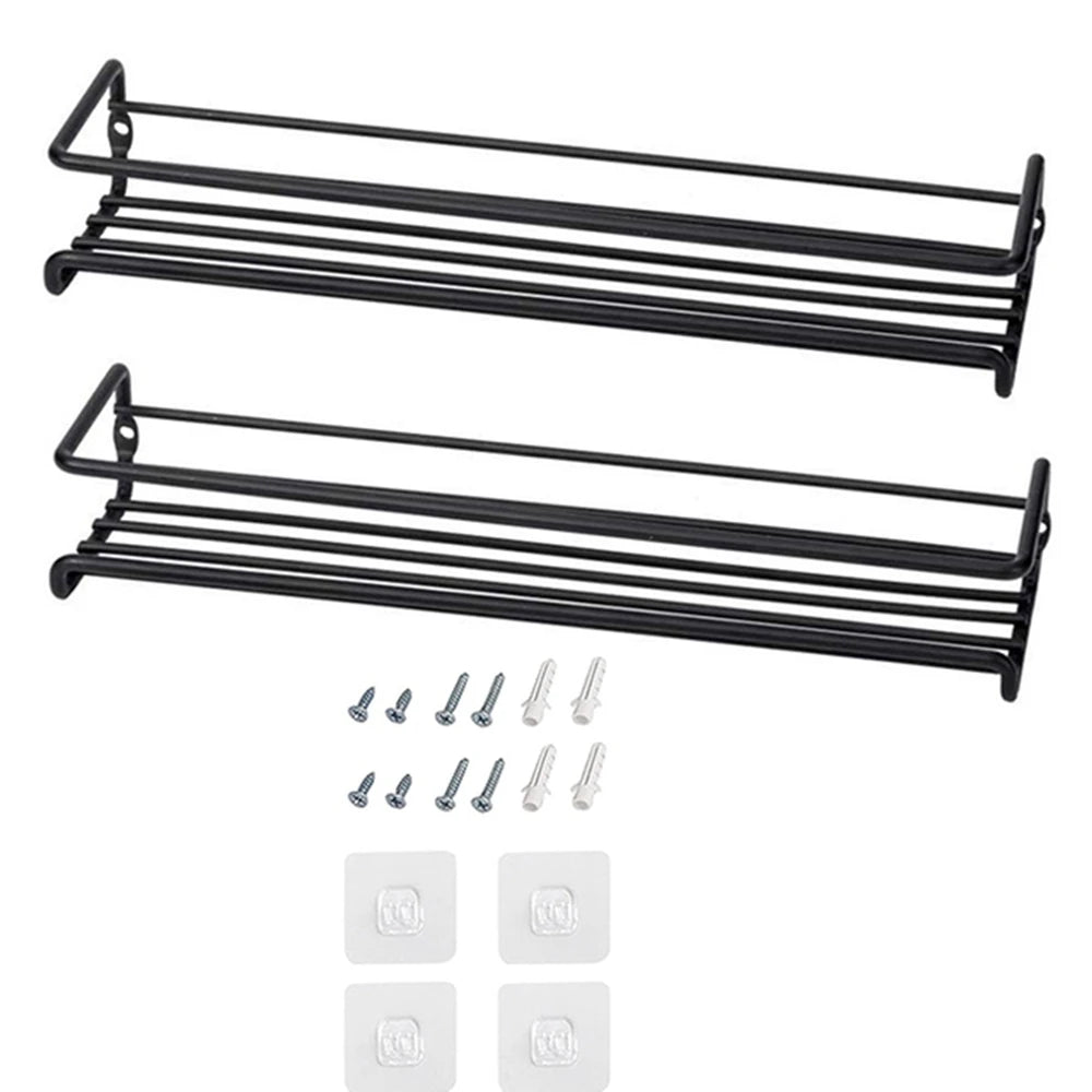 Wall-Mount Metal Spice Rack Organizer — Space-Saving, Drill or Adhesive