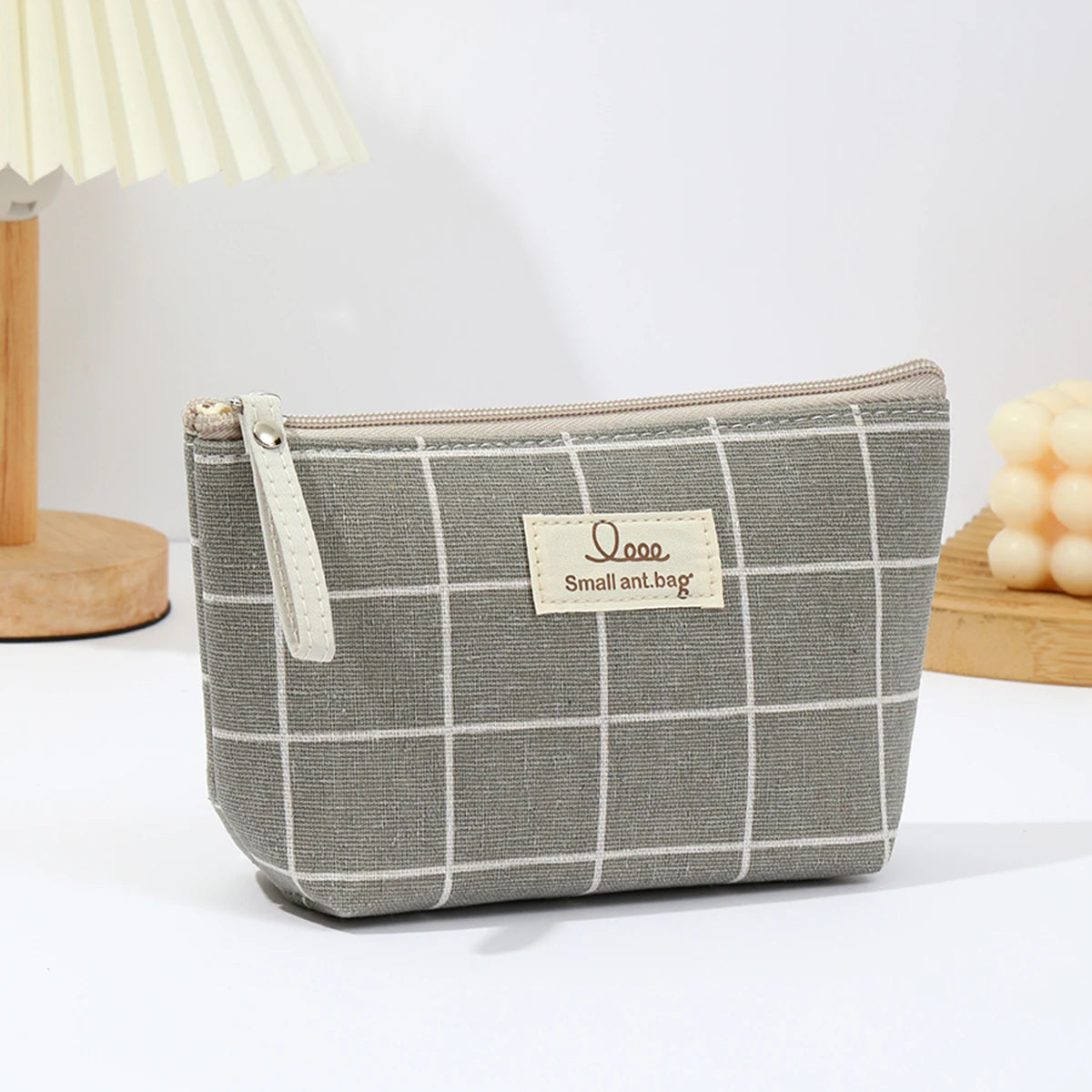 Canvas Travel Makeup & Pencil Case — Compact Zipper Pouch, 15×12×6cm
