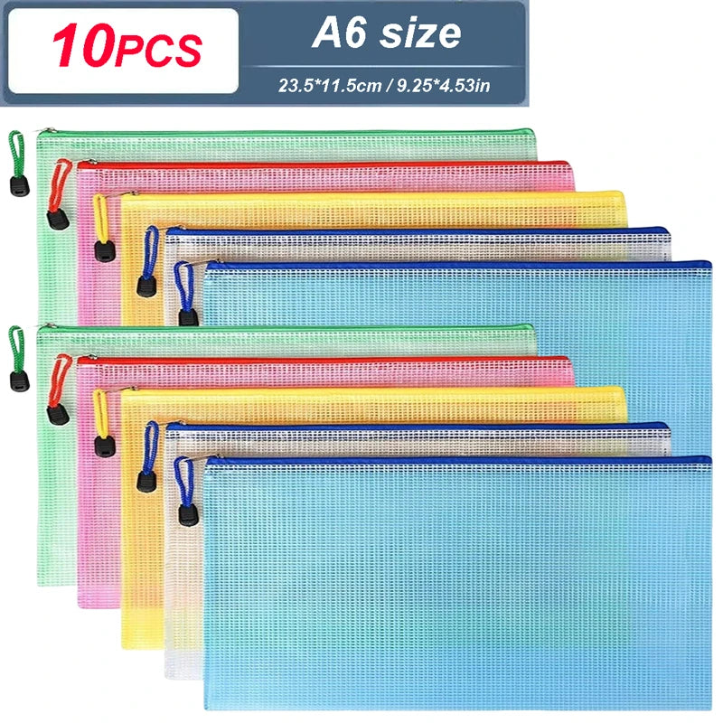 Mesh Zipper Document Pouch — A4, A5 & A6 File Folder with Zip