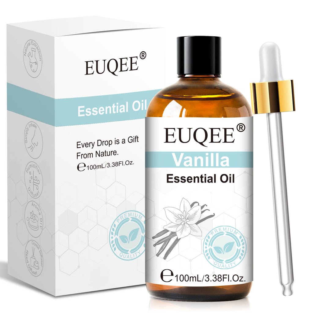 EUQEE 100ml Pure Essential Oil — Vanilla, Lavender, Cinnamon or Lemon — Diffuser & Candle Making