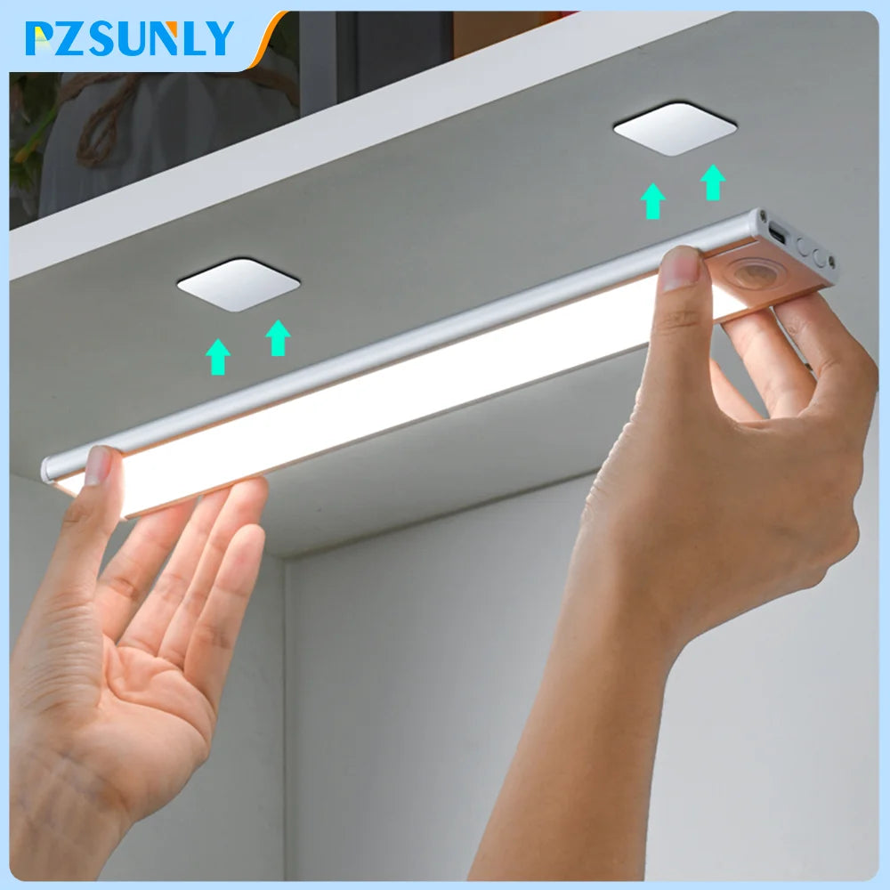 Wireless Motion Sensor Under-Cabinet Light — USB Rechargeable, Aluminium
