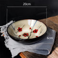 Japanese Plum Blossom Ceramic Ramen Bowl — Hand-Painted, Large