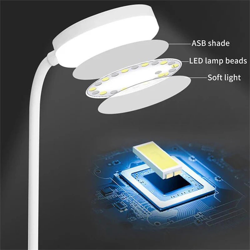 USB Rechargeable Desk Lamp — Touch Dimming, 3 Modes, Bedside Reading