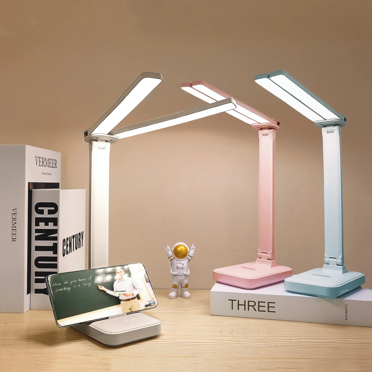 Foldable USB Rechargeable Desk Lamp — Touch Dimming, 3 Colour Modes