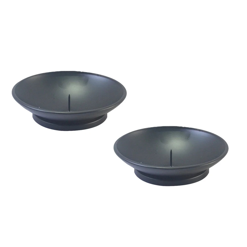 Black Iron Pillar Candle Plate Stand — Decorative Pedestal Holder