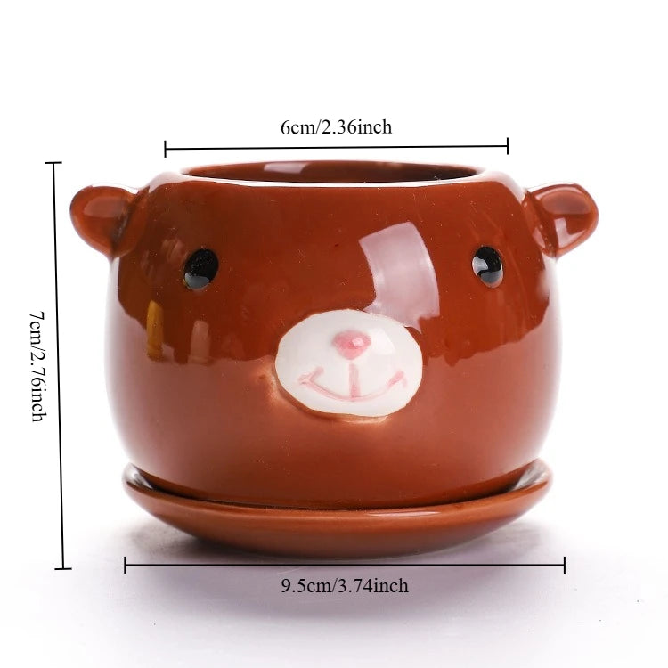 Cartoon Animal Succulent Flowerpot – Lightweight Breathable Ceramic Planter