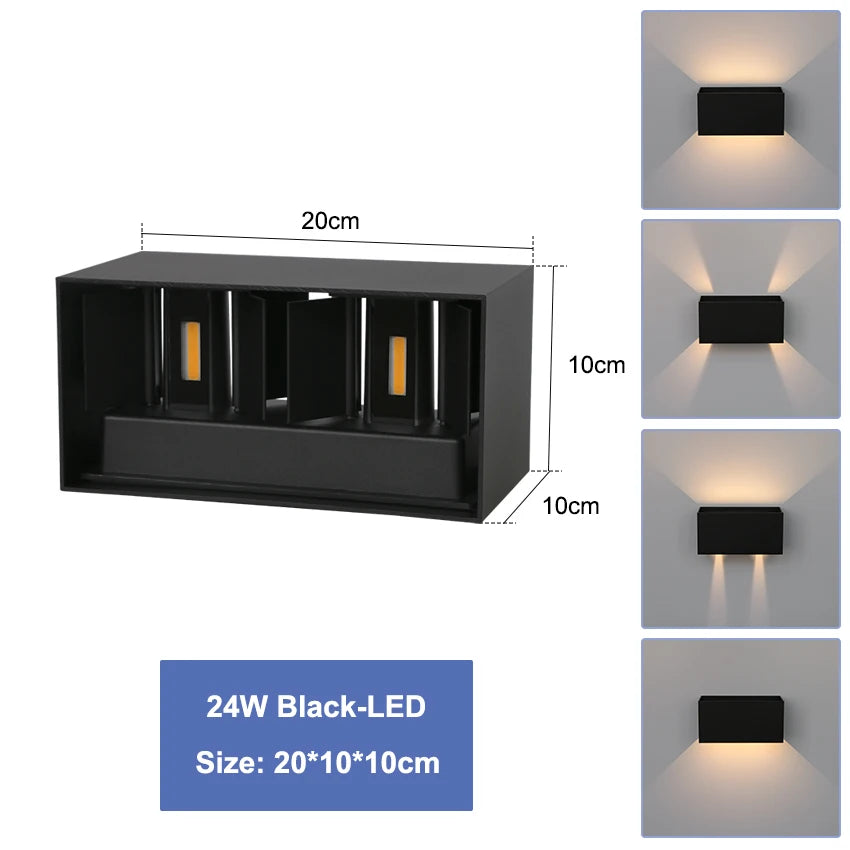 IP65 Waterproof LED Wall Lamp — 6W/12W, Black, White or Grey