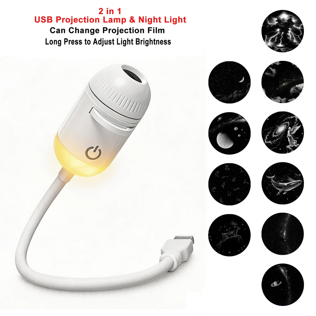 USB Star & Galaxy Projector Light — Car, Bedroom & Tent Atmosphere