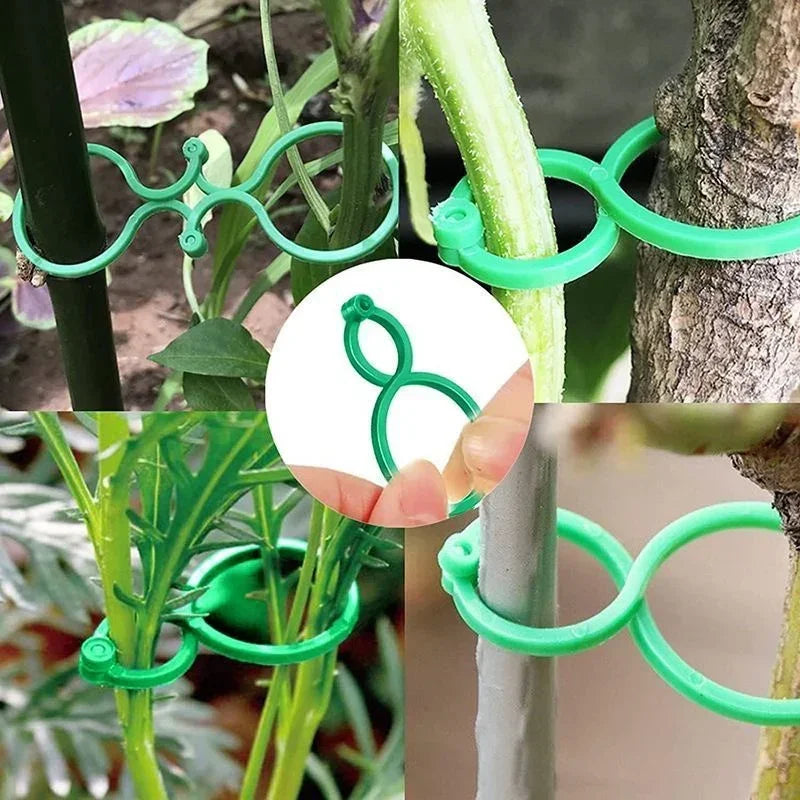 Garden Vine Strapping Clips – Figure-8 PE Buckle Ring for Tomatoes, Grapevines & Climbing Plants (50/100/500 pcs)