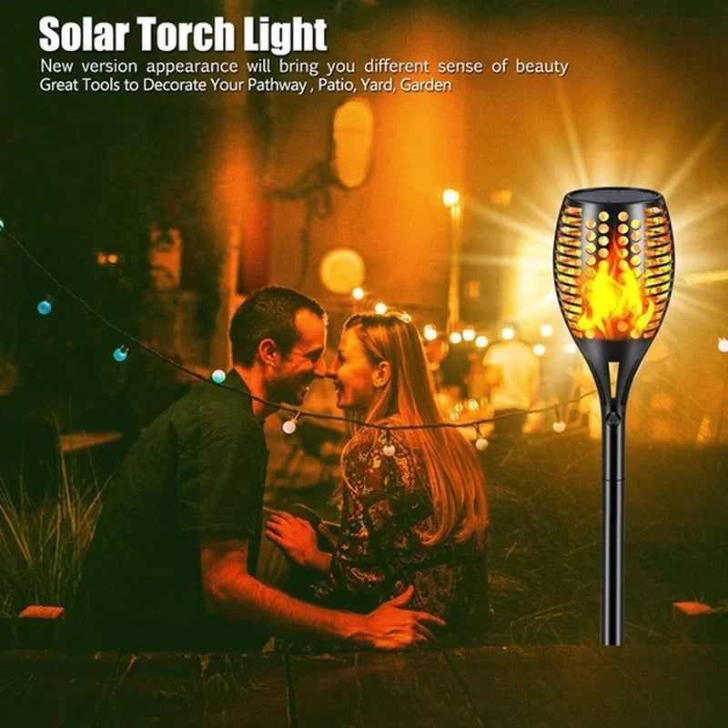 Solar Flame Torch Lights – IP65 Flickering LED Garden Stake Lamps (1–10 pcs)