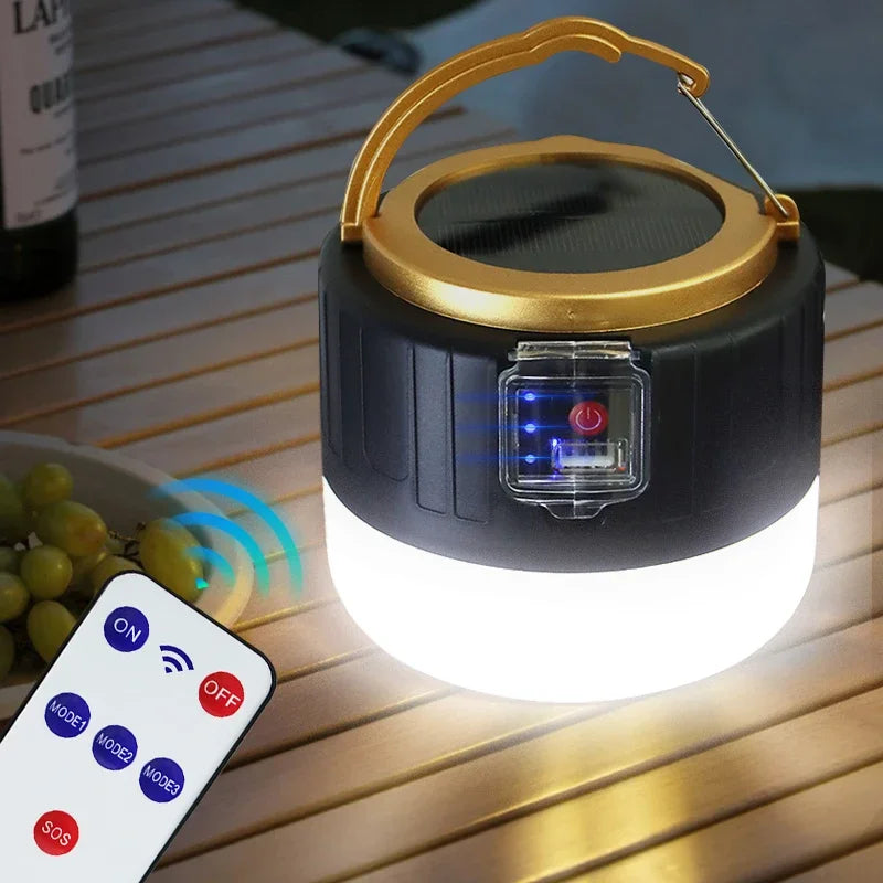 NEWBIRTH Solar LED Camping Lantern – IPX6 Waterproof Rechargeable Light with Remote Control & 3 Modes