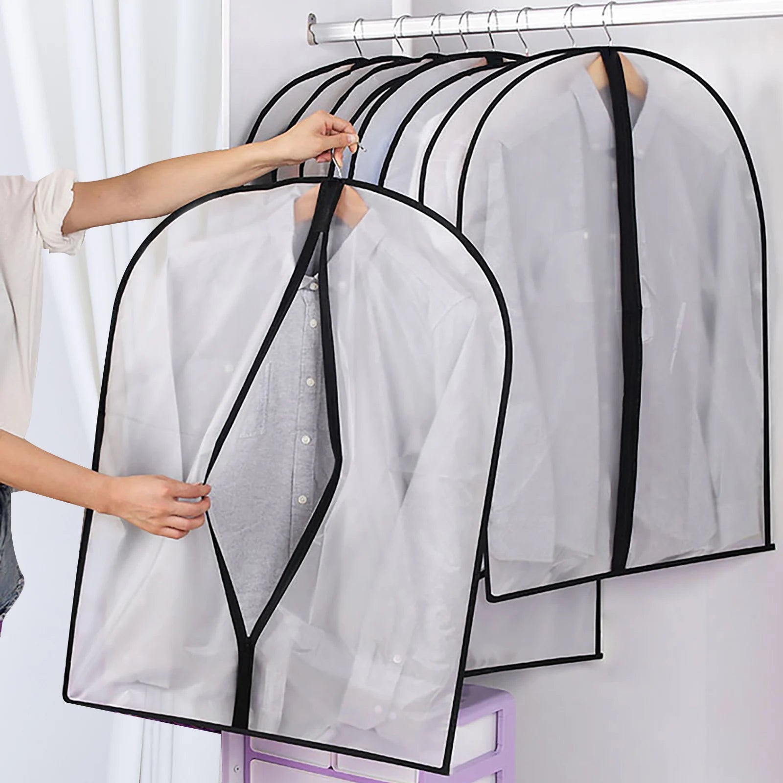 Transparent PEVA Dustproof Garment Bags — Pack of 5