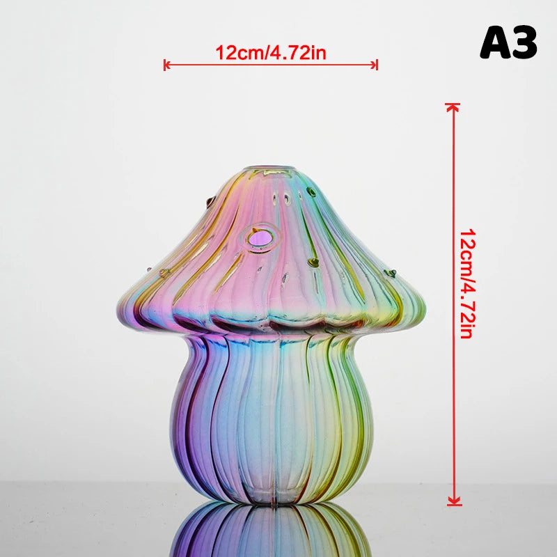 Colourful Stained Glass Mushroom Vase — Hydroponic & Aromatherapy Decoration