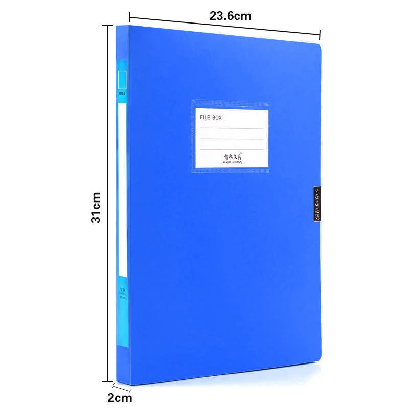 PP Standing A4 File Box — Waterproof Document Organizer, 3 Spine Widths