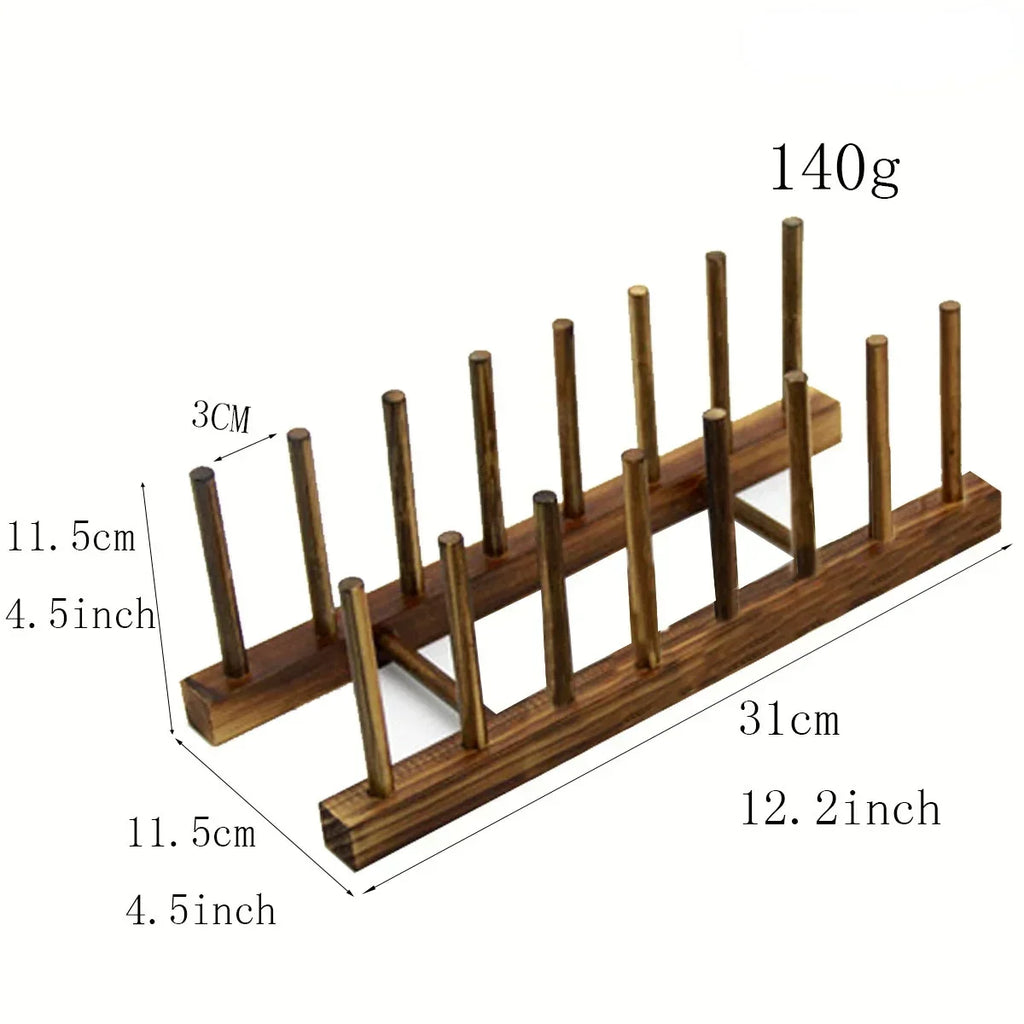 Bamboo Dish Drainer & Pot Lid Rack — Natural, Kitchen Organizer