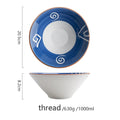 Japanese Ramen Bowl — Ceramic, Blue, Microwave Safe