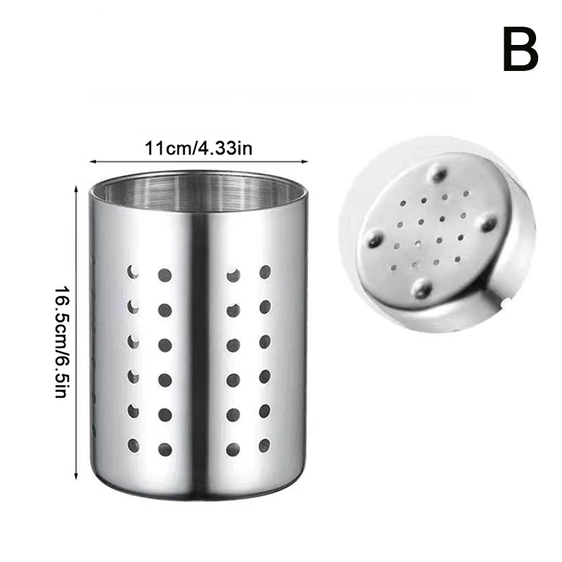 Stainless Steel Cutlery & Chopstick Holder — Draining, Countertop