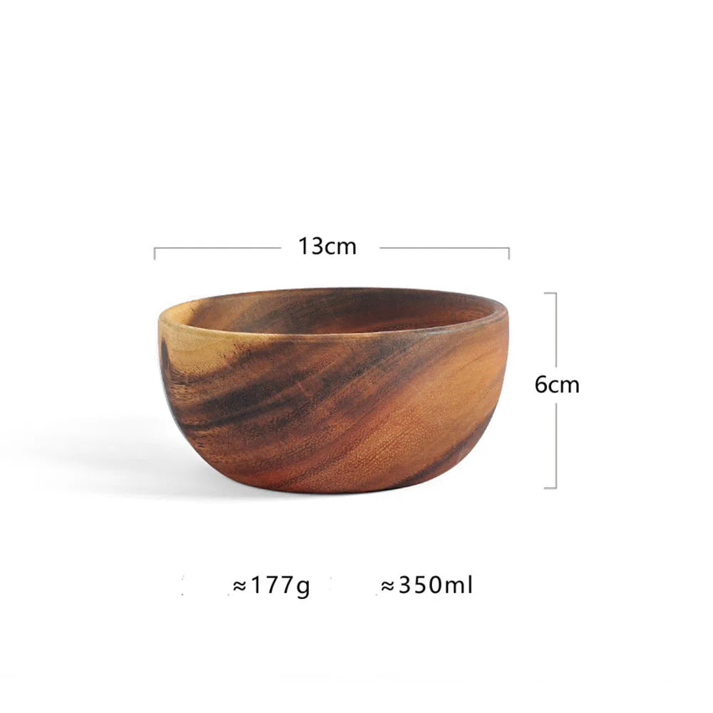 Natural Acacia Wood Salad Bowl — Handmade, Multiple Sizes