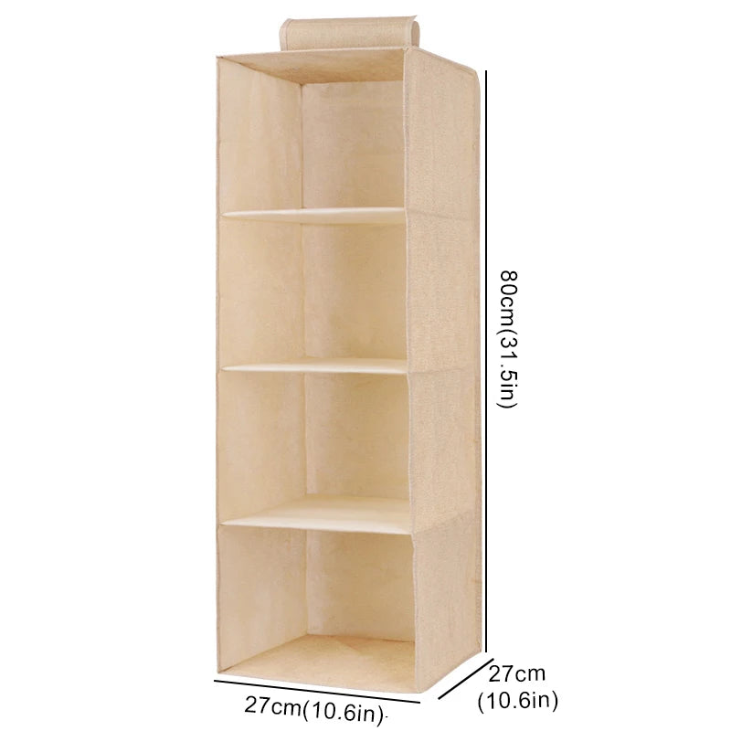 Foldable Non-Woven Hanging Storage Bag — 1 to 5 Layers, Closet Clothes Organizer
