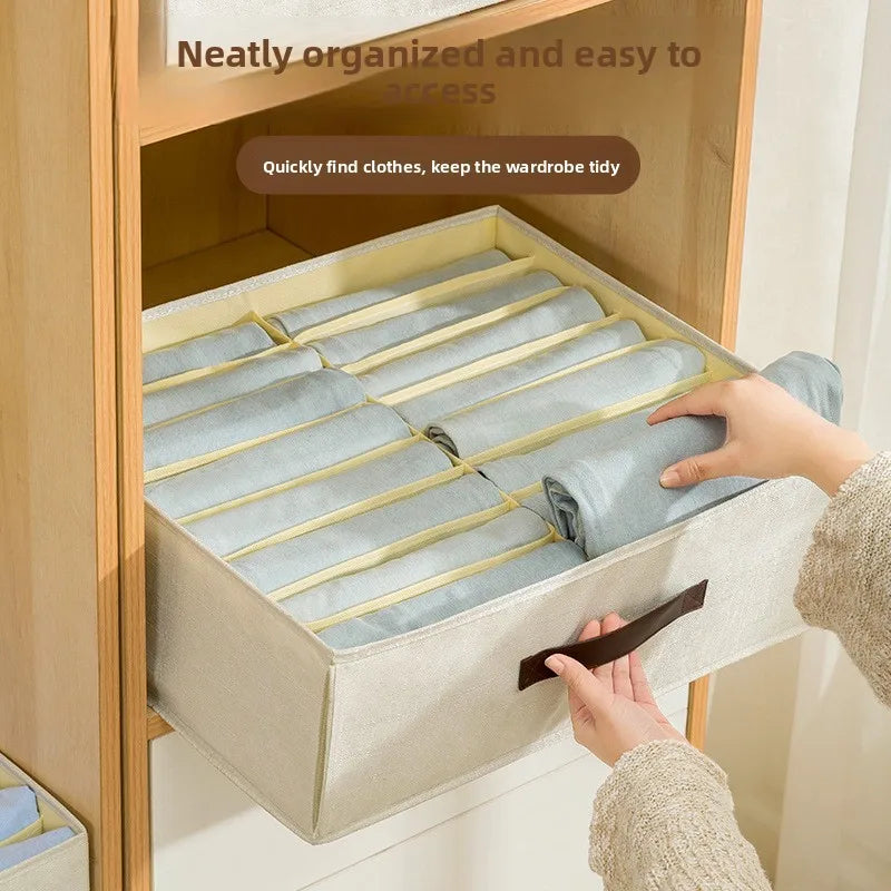 Foldable Clothing Storage Box with Double Compartments for Home And Dorm Drawer Organization