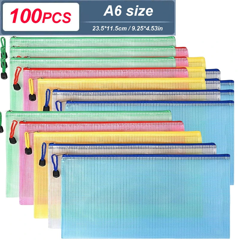 Mesh Zipper Document Pouch — A4, A5 & A6 File Folder with Zip