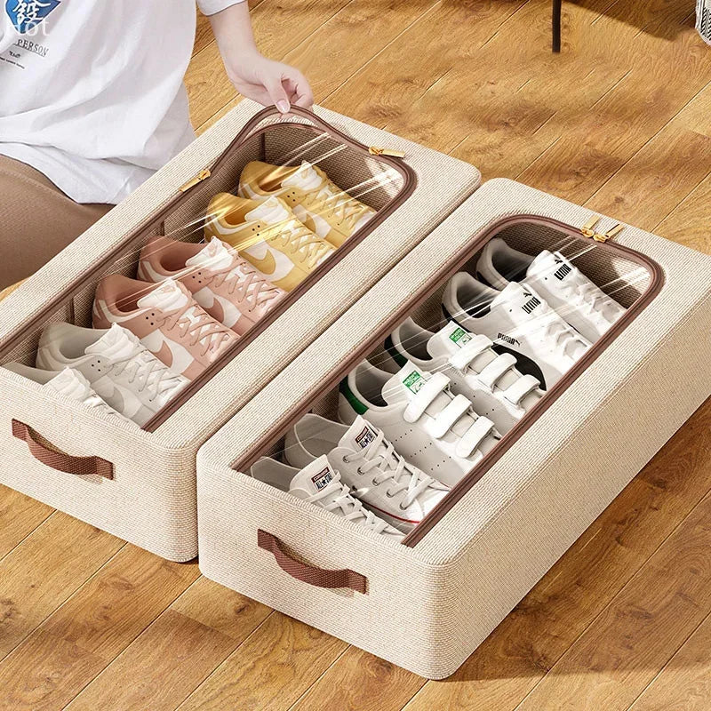 Under-Bed Shoe Storage Organizer with Clear Window