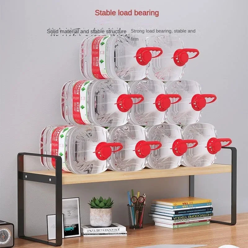 Steel & Wood Tiered Desktop Bookshelf — Desk Organizer Shelf