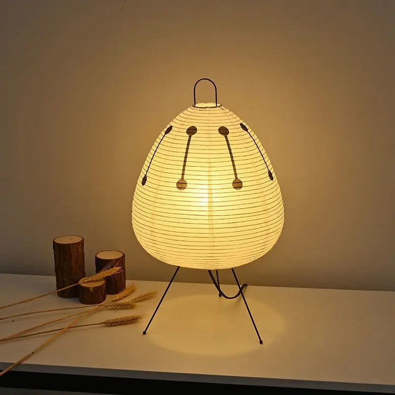 Handmade Rice Paper LED Table Lamp — Minimalist, Warm Glow