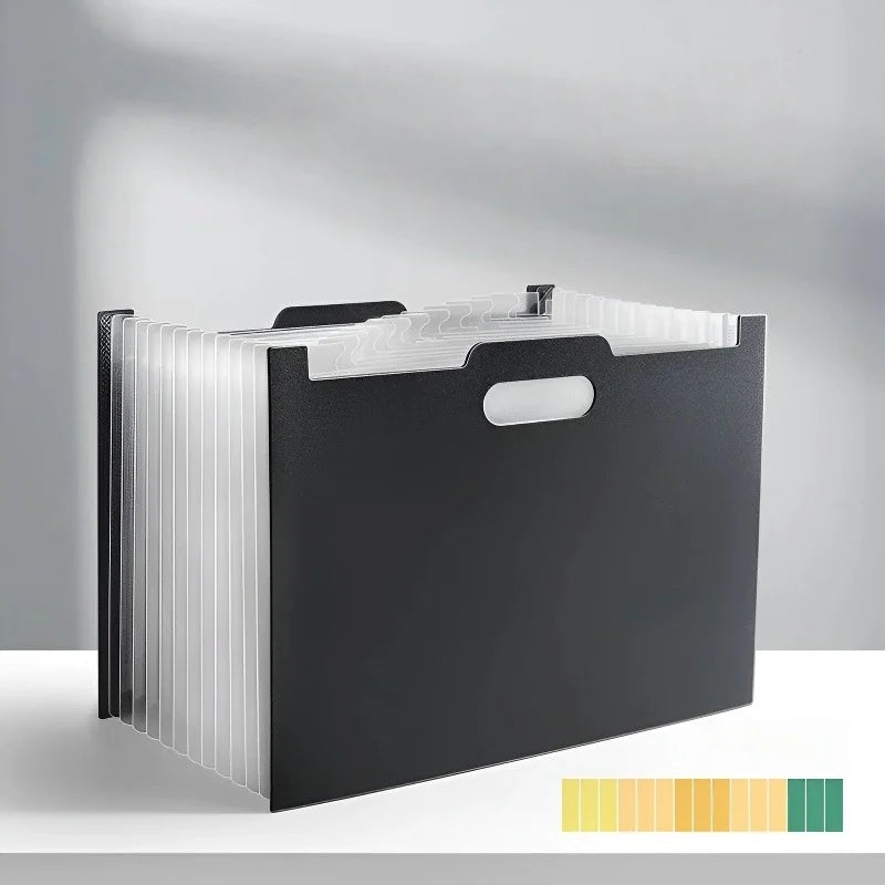 13-Pocket Accordion File Organizer — A4 Expanding Folder with Label Pockets