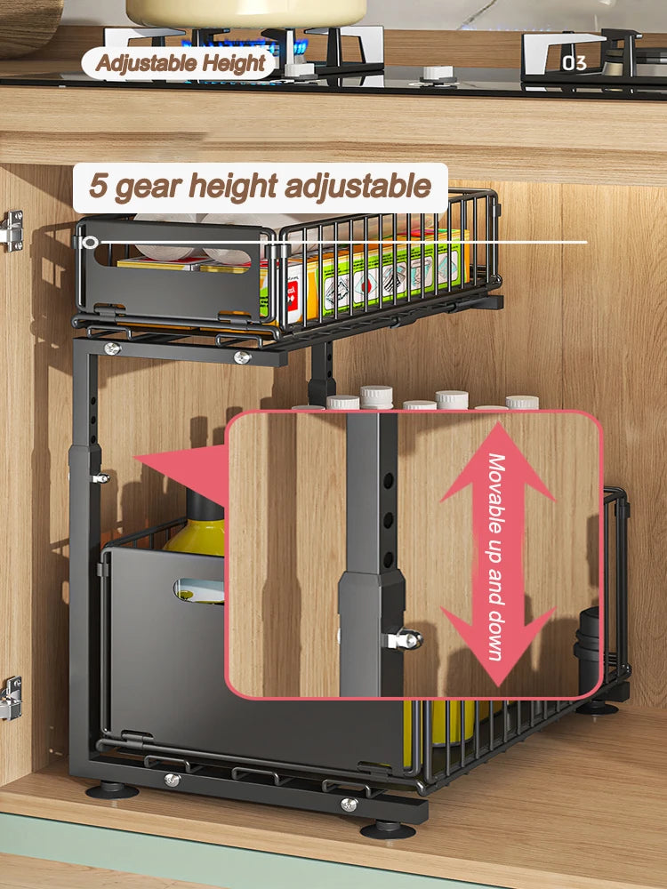 2-Tier Adjustable Pull-Out Under Sink Organizer