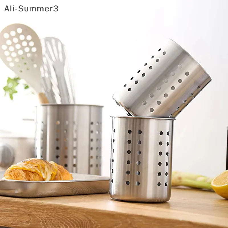 Stainless Steel Cutlery & Chopstick Holder — Draining, Countertop