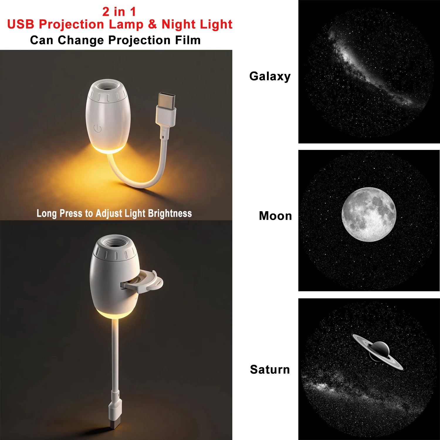 USB Star & Galaxy Projector Light — Car, Bedroom & Tent Atmosphere