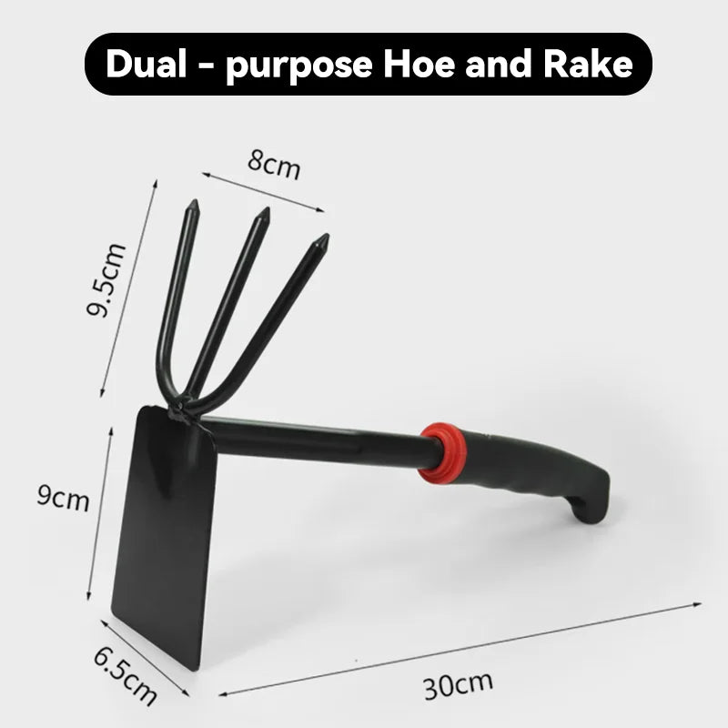 2-in-1 Heavy Duty Hoe & Shovel Garden Tool Set – Iron Digging & Weeding Tools for Balcony & Garden