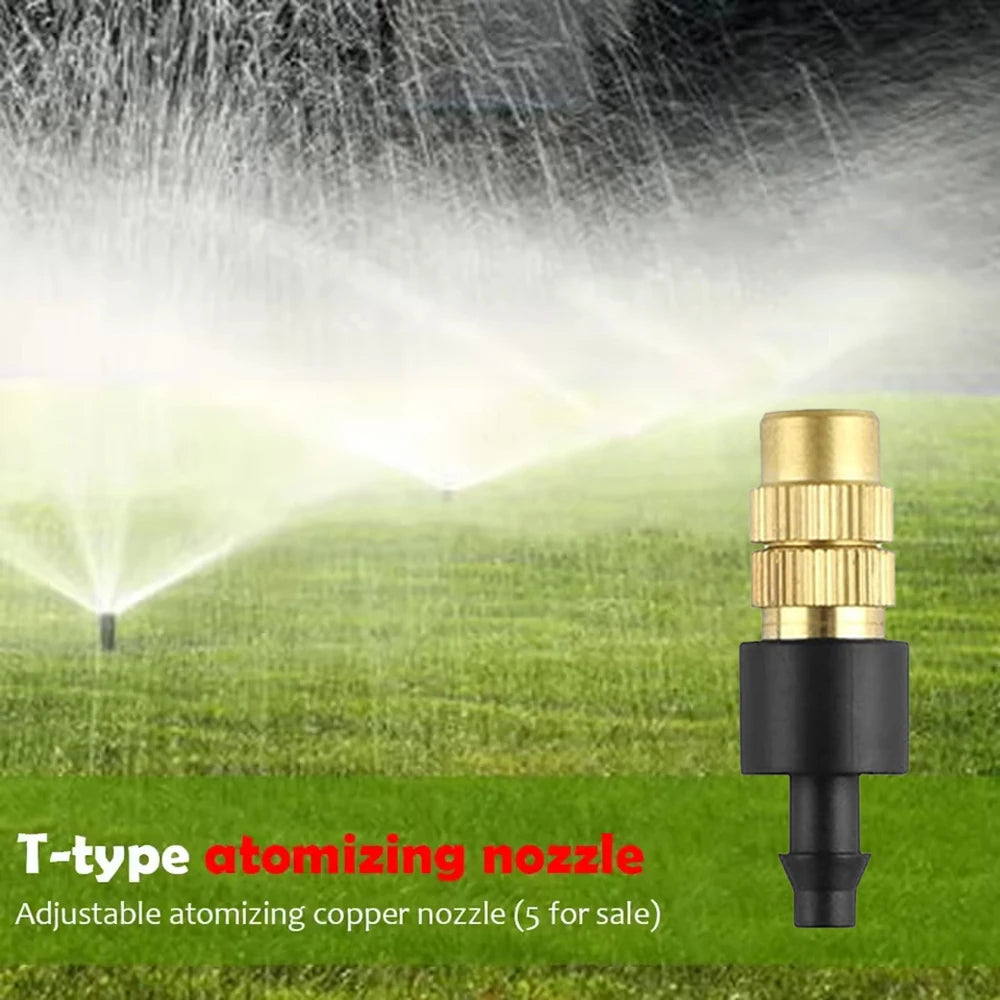 Adjustable Brass Micro Garden Sprinklers – 1/4" Atomizer Nozzles for Drip Irrigation (10 pcs)