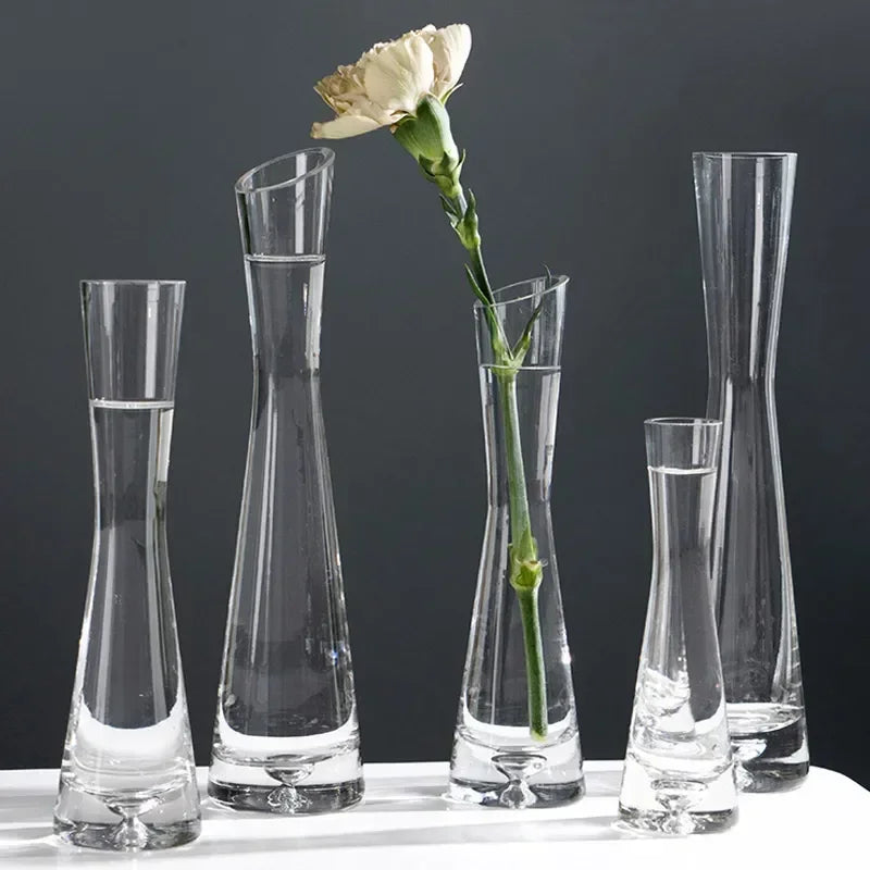 Borosilicate Glass Slanted Mouth Vase — European Style, 2 Designs